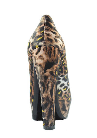 Delicious Newbee-S Leopard Satin Platform Peep Toe High Heels Pumps Shoes