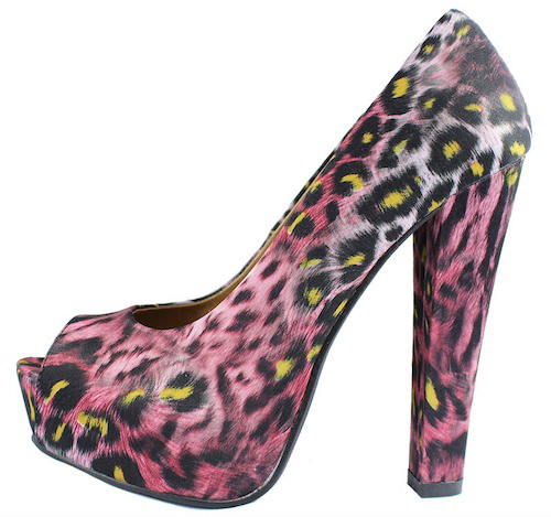 Delicious Newbee-S Leopard Satin Platform Peep Toe High Heels Pumps Shoes