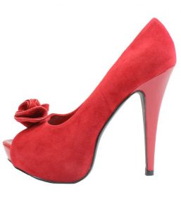 Qupid Nydia-13 Red Platform High heels open toe Pumps-0