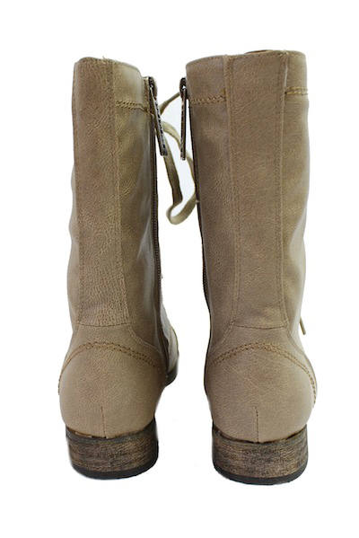 Breckelle's Georgia-21 Beige mid calf Lace Up military Boots-1974