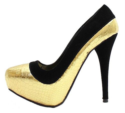 Qupid Ready-04 Gold Snake pattern Pointy toe Pumps-0