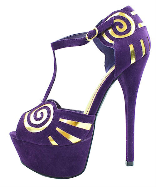purple t strap heels