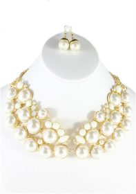 Chain Style Pearl Collar White Pendant Necklace-0
