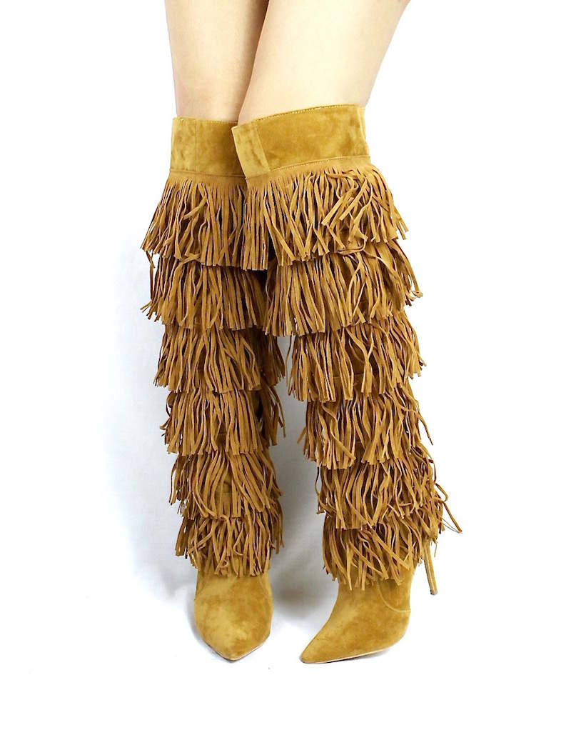 fringe stiletto boots