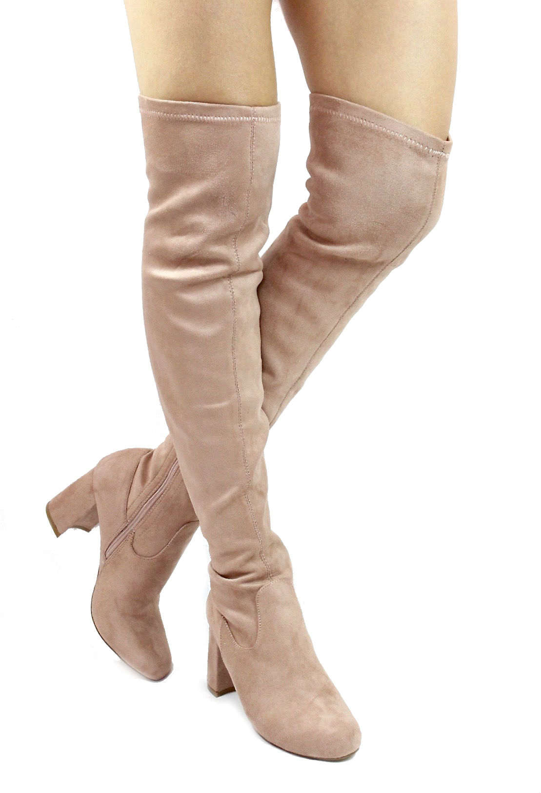 mauve thigh high boots