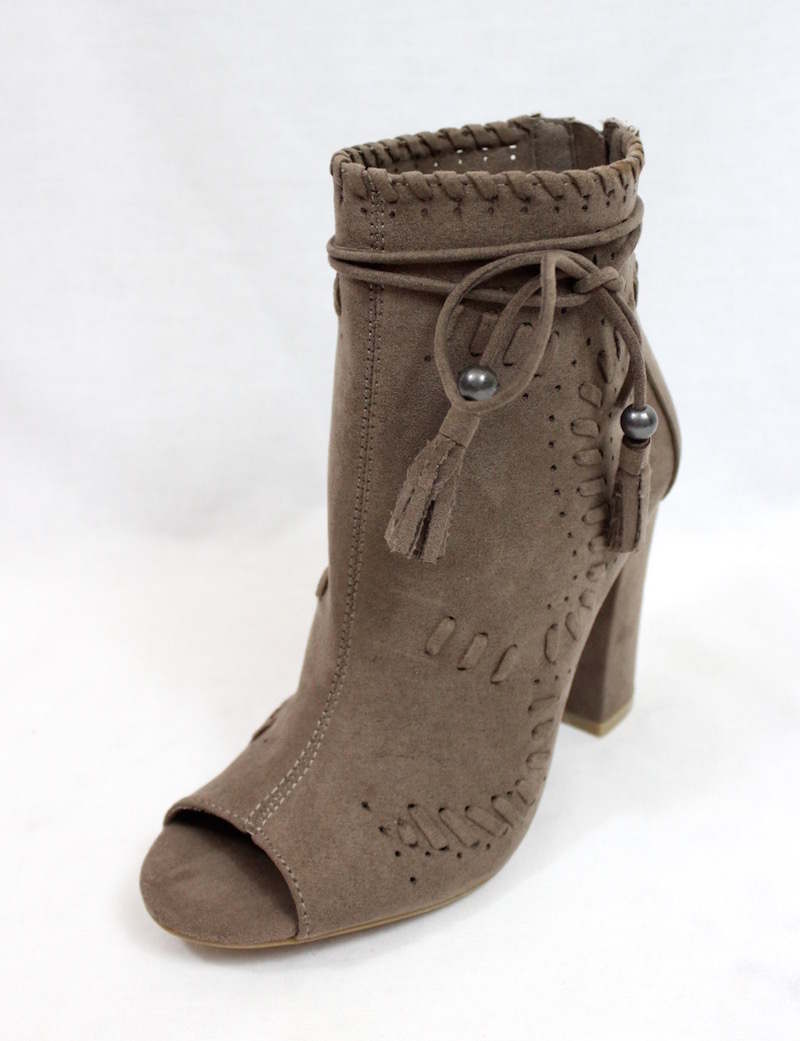 Bamboo Encounter-12 Taupe Tassel Bootie-3797