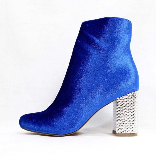 Republic Fatin Royal Blue | Wowtrendz | Velvet Round Toe Booties