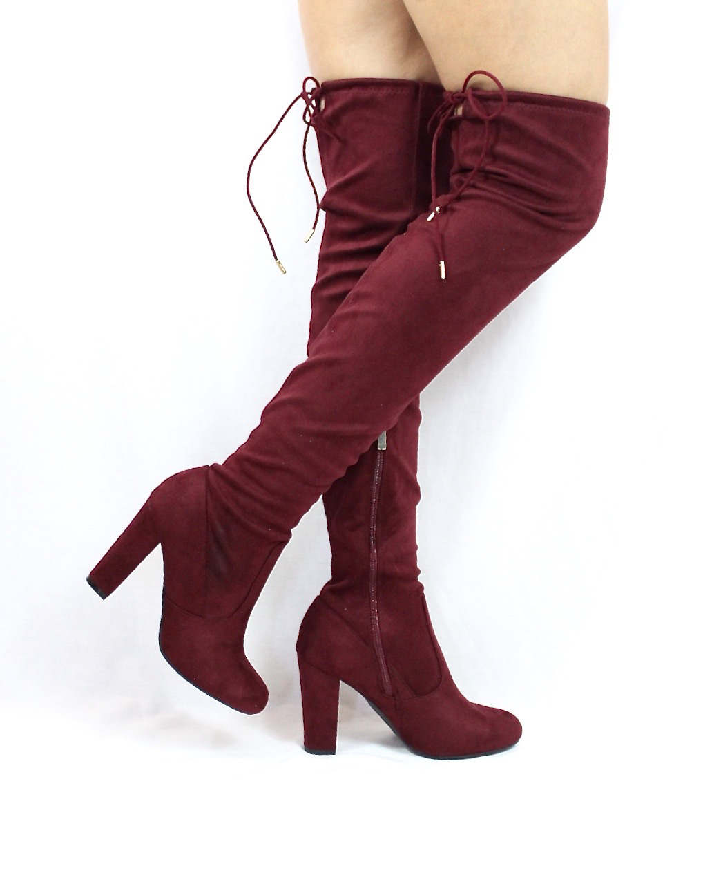 burgundy chunky boots