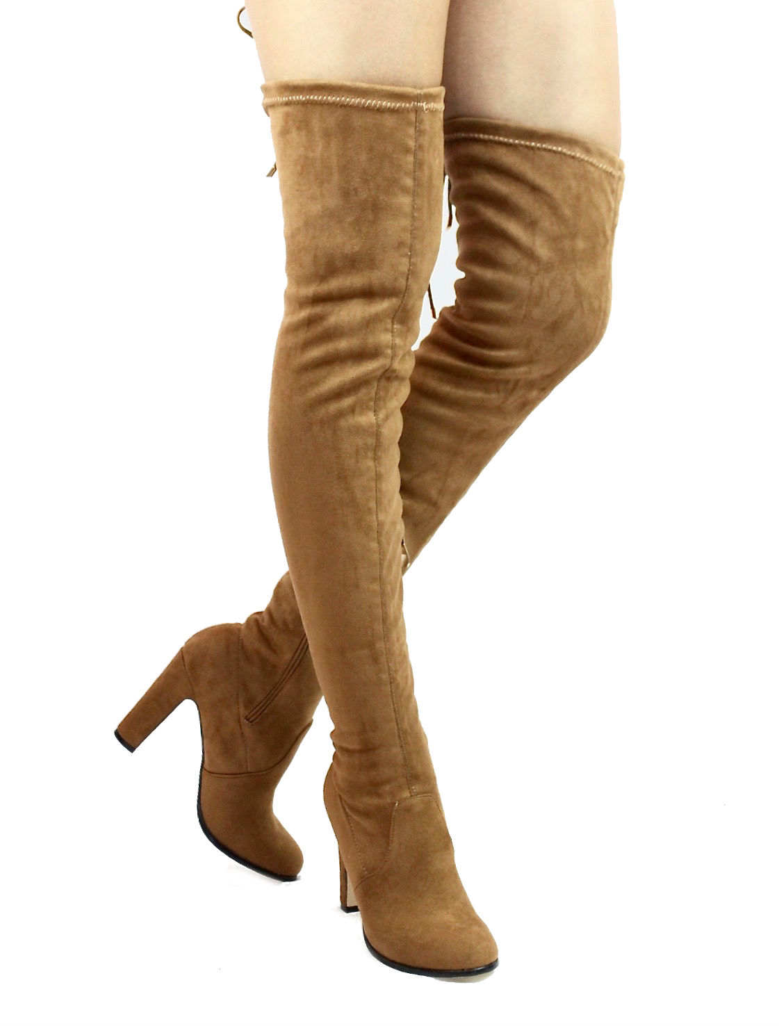 camel thigh high suede boots