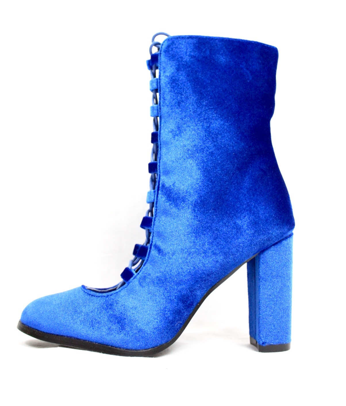 blue bootie heels
