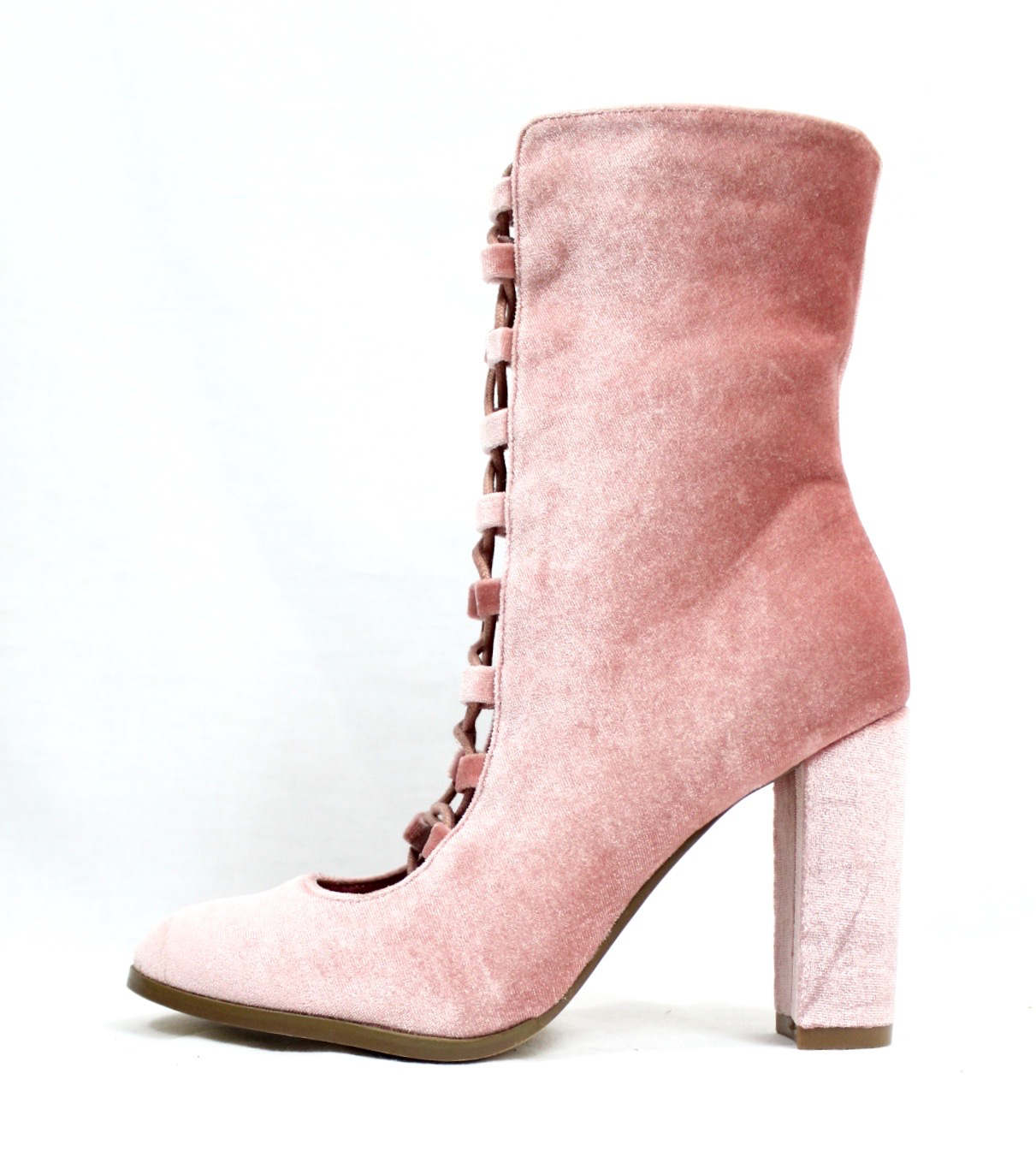 pink chunky heel boots