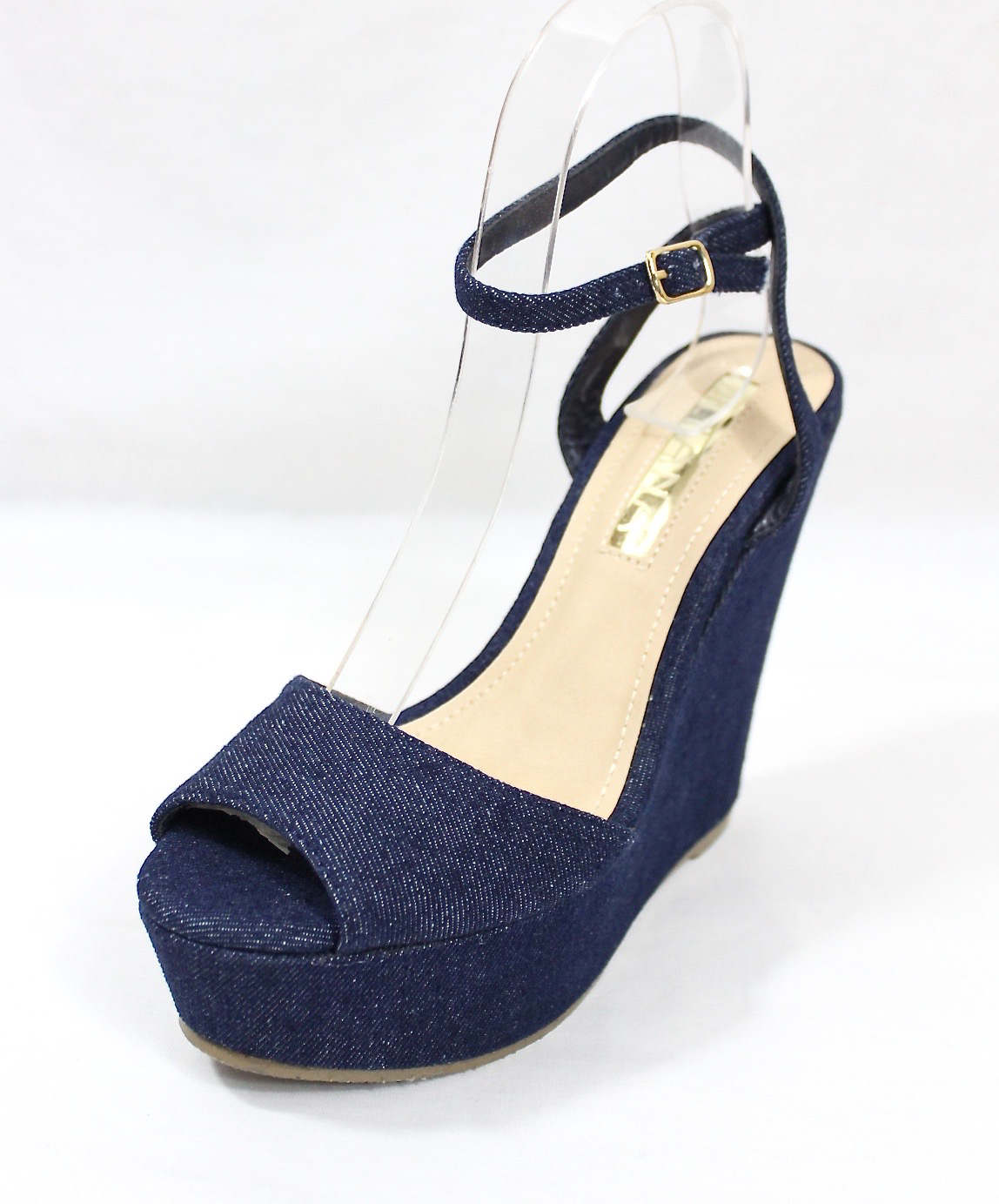 denim platform wedges