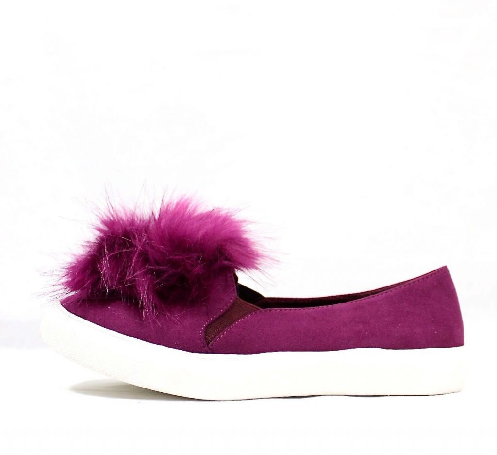 Liliana Bailey Purple | Wowtrendz | Fur Ball Pom Pom Sneakers