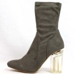 Fay-1 Olive Suede Round Toe Chunky Heel Bootie-0