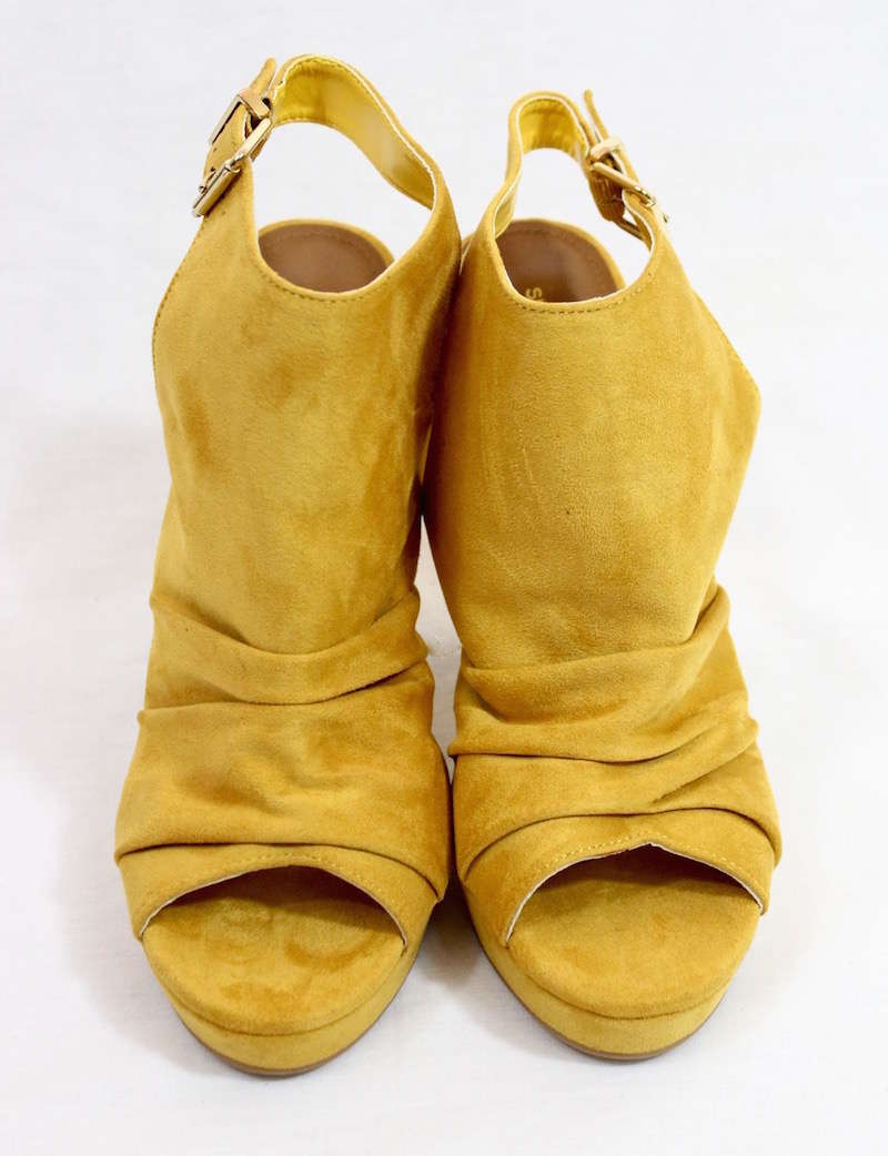 mustard yellow chunky heels